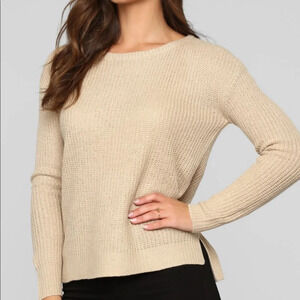 Forever 21 Beige Knit Long Sleeve Sweater Sz Small